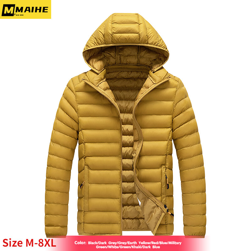 Men's new autumn and winter warm waterproof parka coat Men's hooded casual coat Detachable hat coat Parka for men plus size 8XL