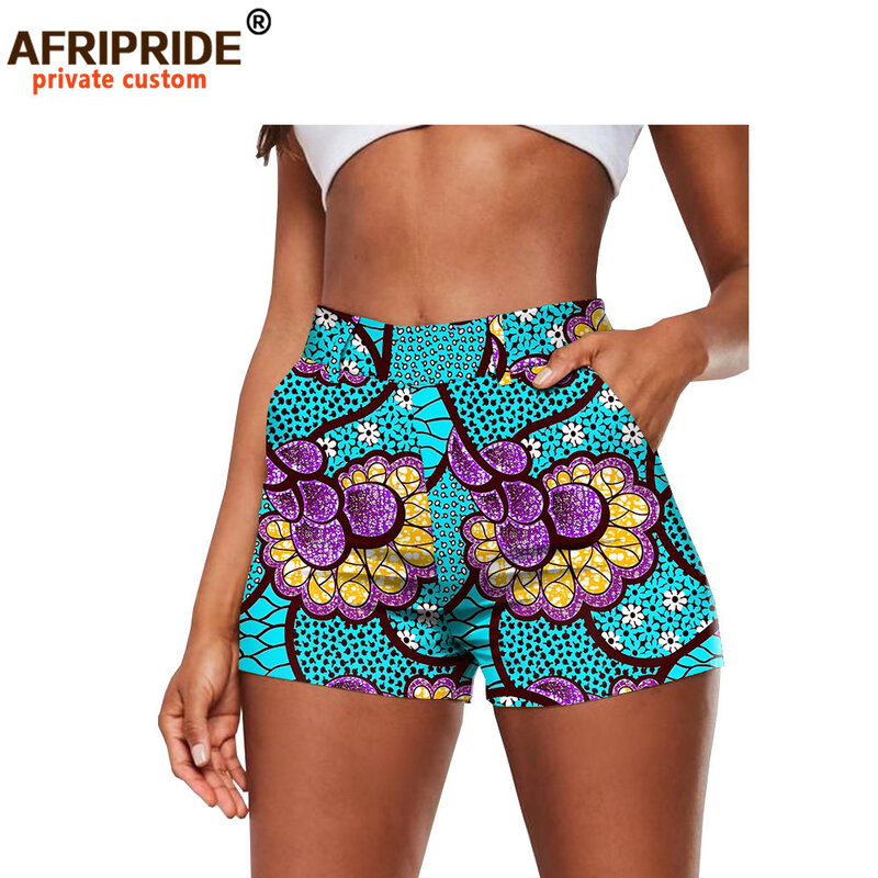 AFRIPRIDE – Short imprimé africain en coton, décontracté, Sexy, taille haute, grande taille, Ankara Dashiki, A2021002