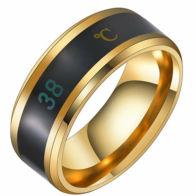 Cincin temperatur Digital, cincin perhiasan jari pengukur temperatur Digital dengan Sensor temperatur cerdas