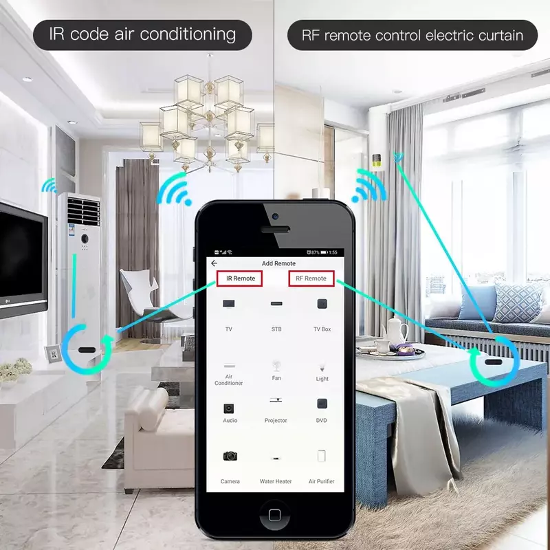 2023 baru WiFi RF IR Universal pengendali jarak jauh RF peralatan rumah tangga Tuya aplikasi kehidupan pintar kontrol suara melalui Alexa Google rumah