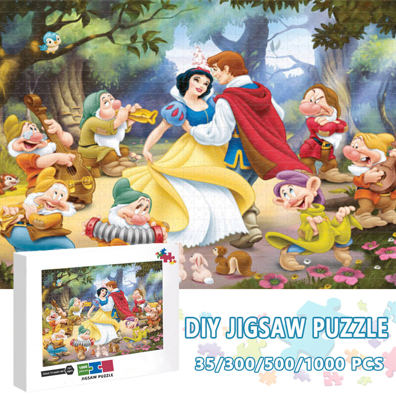 Disney Anime Educational Toys Jigsaw Puzzles 35/300/500/1000 Pieces Puzzles for Adults Snow White and The Seven Dwarfs Puzzles