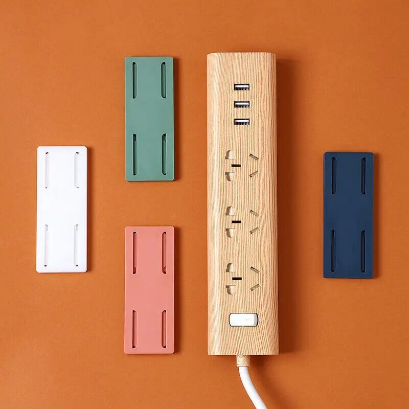 Wall-Mounted Plug Fixer Sticker Punch-free Home Self-Adhesive Socket Fixer Cable Wire Organizer Seamless Power Strip Holder