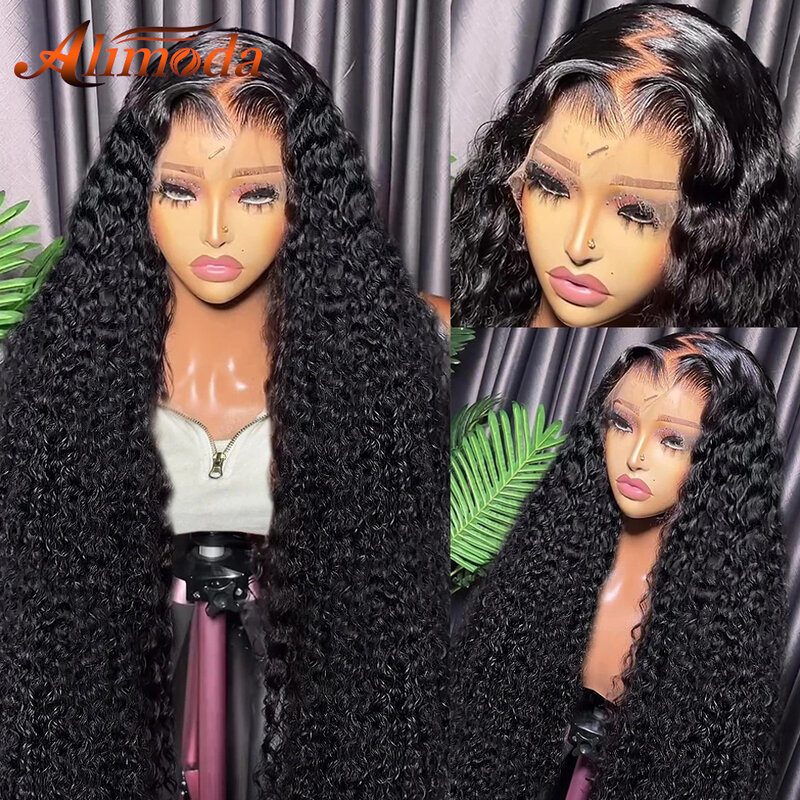 Deep Wave Lace Frontal Wig HD Transparent 13x4 13x6 Lace Front Human Hair Wigs Curly 360 Full Lace Frontal Wig For Women Alimoda