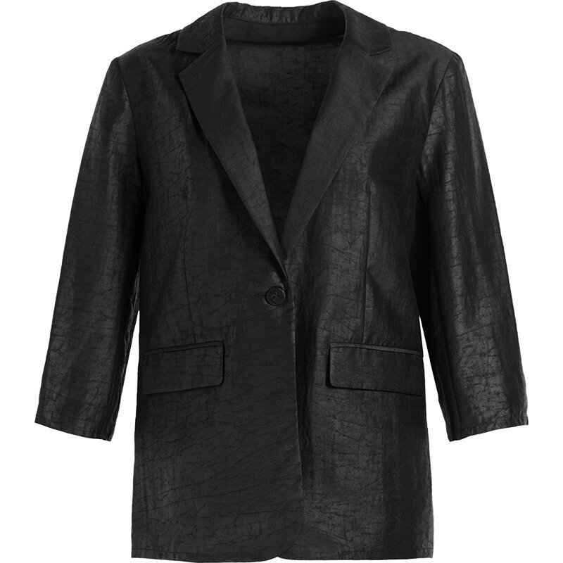 A Life On The Stores-Blazer à manches trois-quarts pour femme, 100% Mulberry Injimebibed Coat, Spring Summer, 03, Elegant Office, Y, 2023