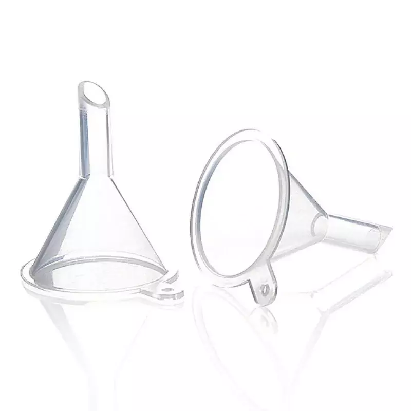 10 buah/set transparan Mini corong kosmetik Subpackage Funnel untuk parfum Diffuser botol corong minyak cair alat Lab plastik