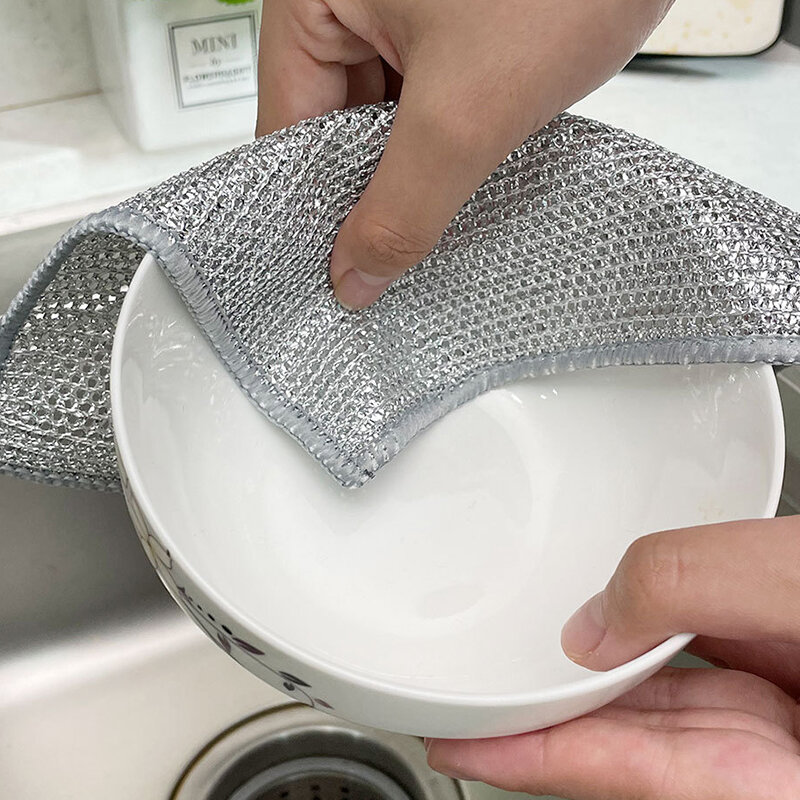 Nuovo panno per la pulizia argento asciugamano per piatti magico riutilizzabile olio antiaderente vaso per strofinacci forte rimozione della ruggine sostituire sfere di filo d'acciaio straccio