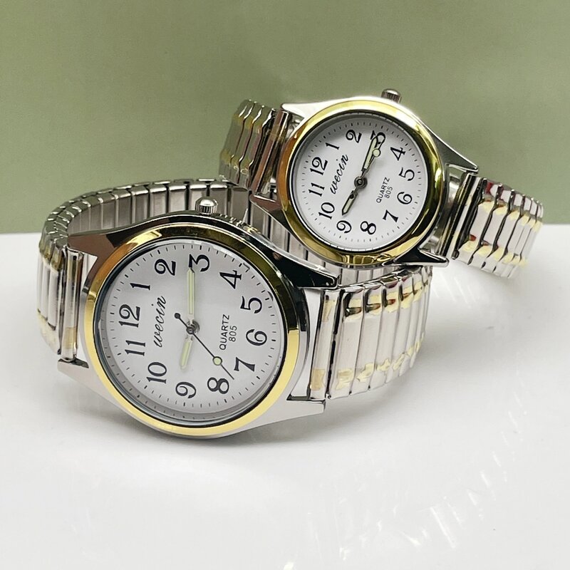 Reloj de cuarzo con correa elástica de aleación para hombre y mujer, pulsera deportiva de negocios que brilla en la oscuridad, a la moda