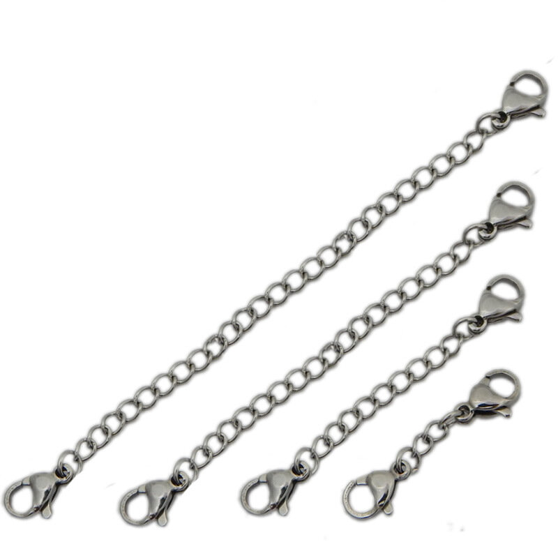 5 sztuk łańcuchy przedłużające ze stali nierdzewnej z karabińczyk pozłacane rozszerzone łańcuchy na naszyjnik bransoletka DIY tworzenia biżuterii