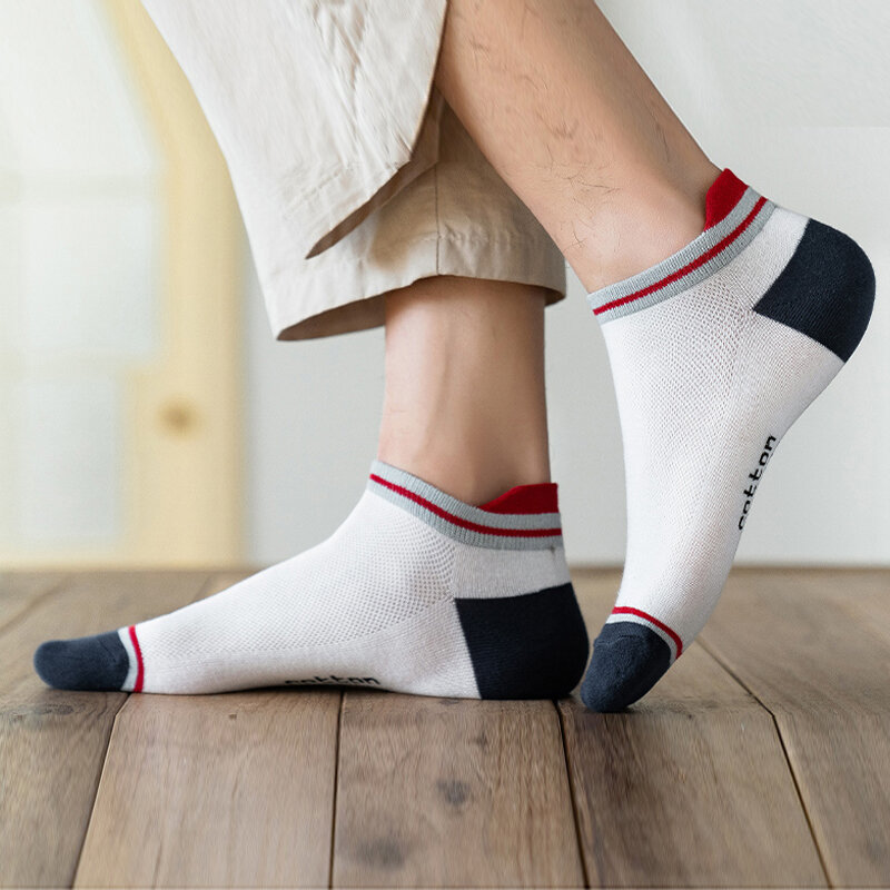 Хлопковые мужские короткие носки, Модные дышащие носки, удобные забавные повседневные мужские уличные носки размера плюс, европейские размеры 39-46