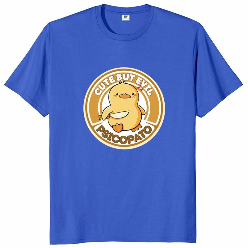 Cute But Evil Psicopato T Shirt Funny Duck Meme Graphic T-shirt 100% Bawełna Oddychająca Unisex O-neck Tee Tops Rozmiar UE