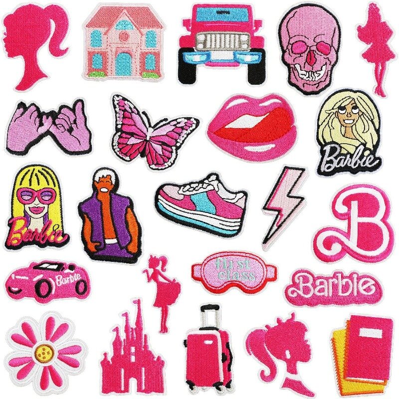 2024 Hot Borduurwerk Patch Diy Barbie Pop Stickers Thermoadhesive Badges Embleem Ijzeren Patches Doek Tas Hoed Stof Accessoires