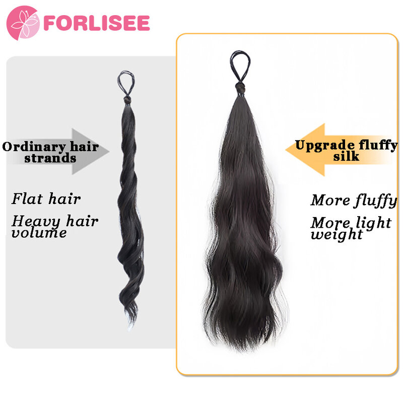 Forlisee-かつらのつぼみの髪のネクタイ、天然のふわふわのリング、柔らかいかつら、ヘアバッグ、巻き戻しボール