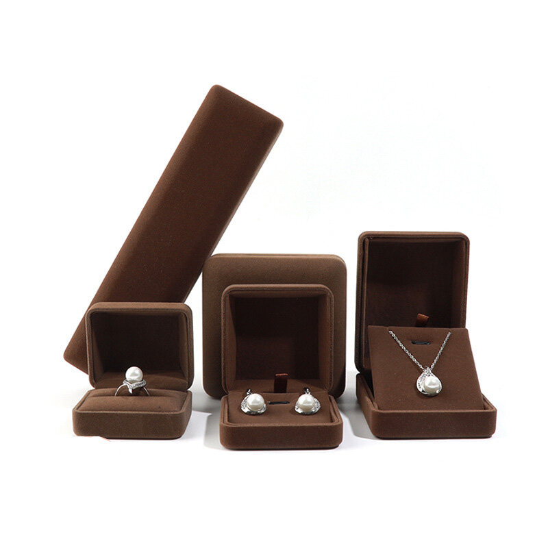 Caja de regalo de joyería de terciopelo de alta calidad para anillo, pendientes, collar, colgante, pulsera, exhibición, estuche de almacenamiento de viaje, embalaje de joyería de boda