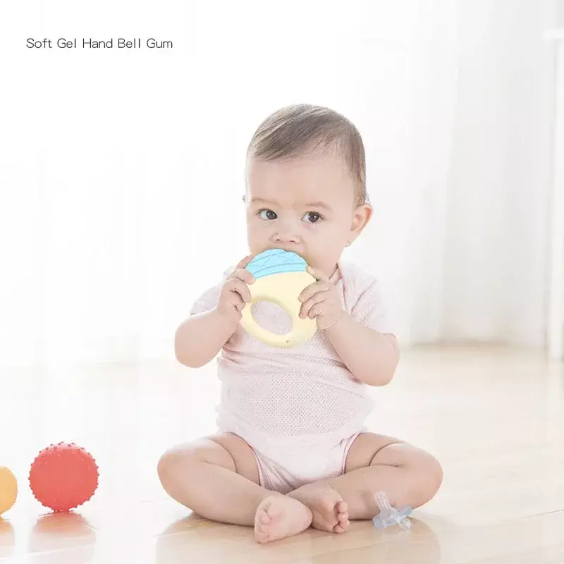 Chocalho mordedor brinquedos recém-nascidos bebê 0 a 12 meses criança dentição brinquedo de alta temperatura cama cozida sino dos desenhos animados brinquedo calmante