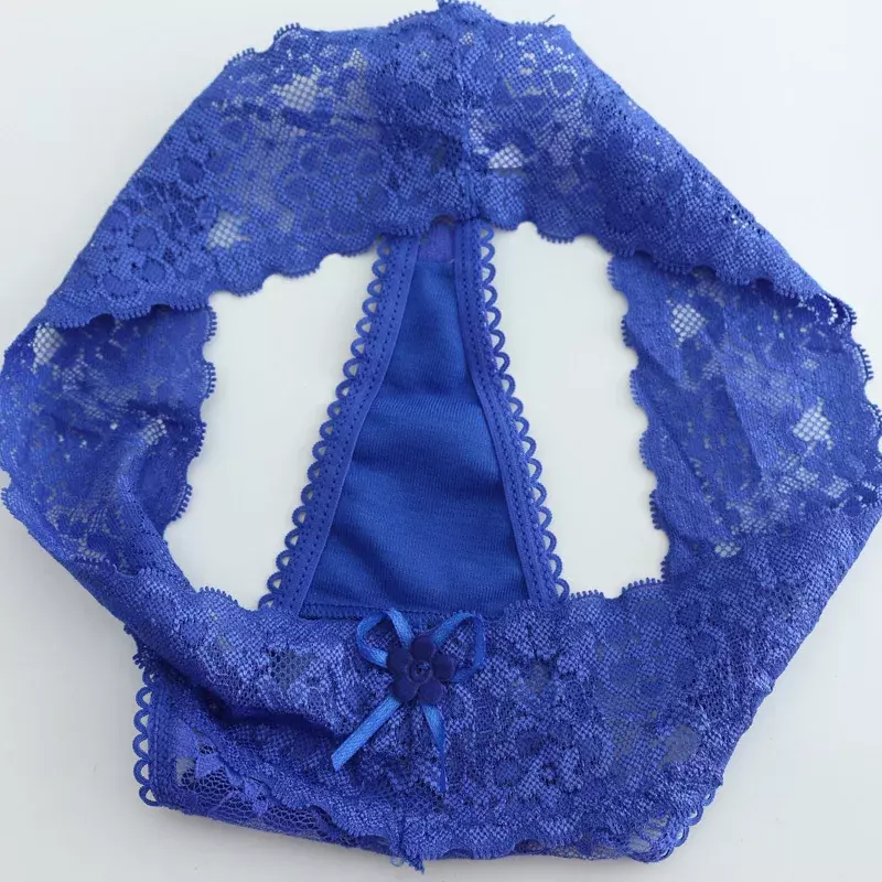 Celana dalam G-string wanita, dalaman renda bunga seksi pinggang rendah transparan t-back
