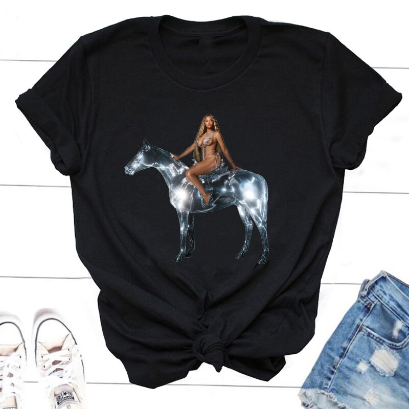 Beyonce renaissance world tour algodão camiseta 2023 algodão manga curta t camisa harajuku streetwear gráfico camiseta de grandes dimensões