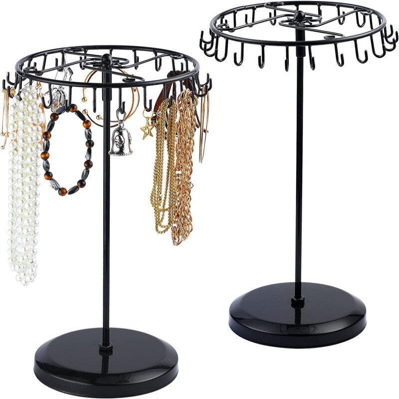 2023 New Creative Iron Ornaments Rotating Display Stand Removable Necklace Organizer Desktop Earrings Jewelry Storage Supplies