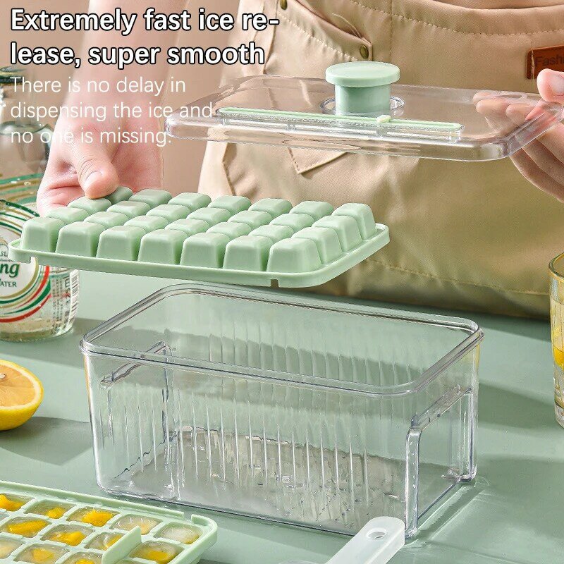 28/56 Grid Silicone Ice Cube Tray Mould With Lid Shovel Storage Box Remove With One Click Ice Maker DIY Whiskey Cocktail Tools