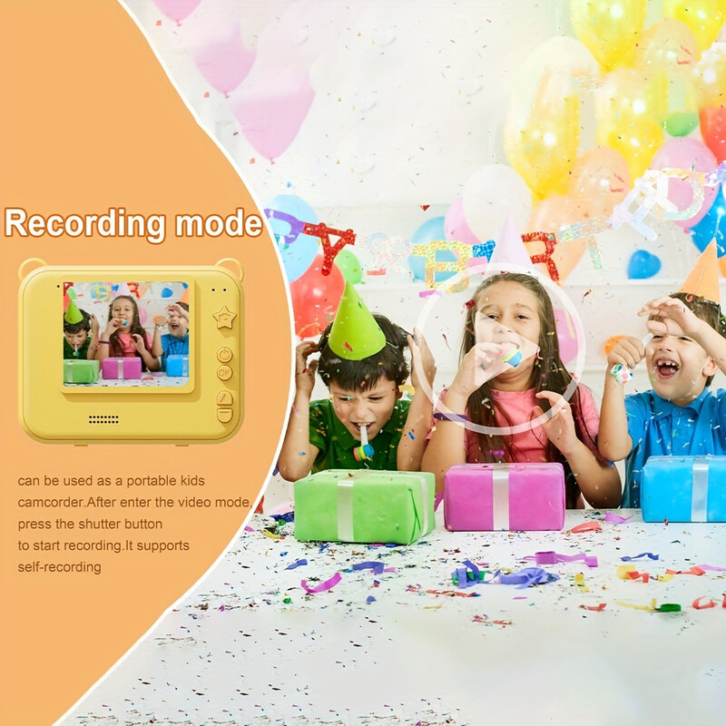 子供用HDデジタルビデオカメラ,3枚の印刷用紙,インスタントカメラ玩具,誕生日プレゼント,2インチ画面