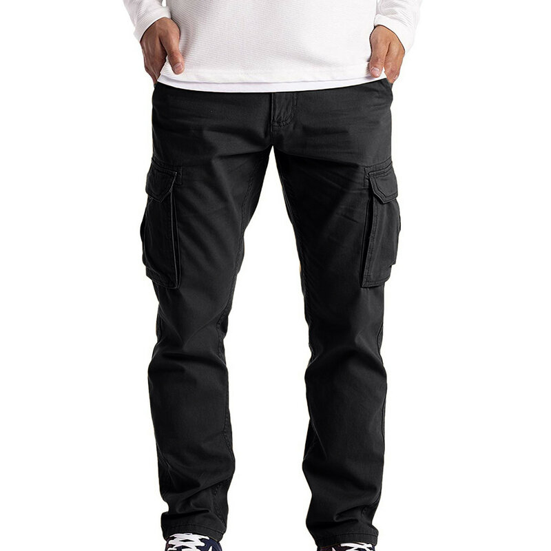Men Cargo Pants Straight Pants Casual Trousers Cotton Chic Trousers Male Tactical Spring Summer Loose Multi-Pocket Sweatpants