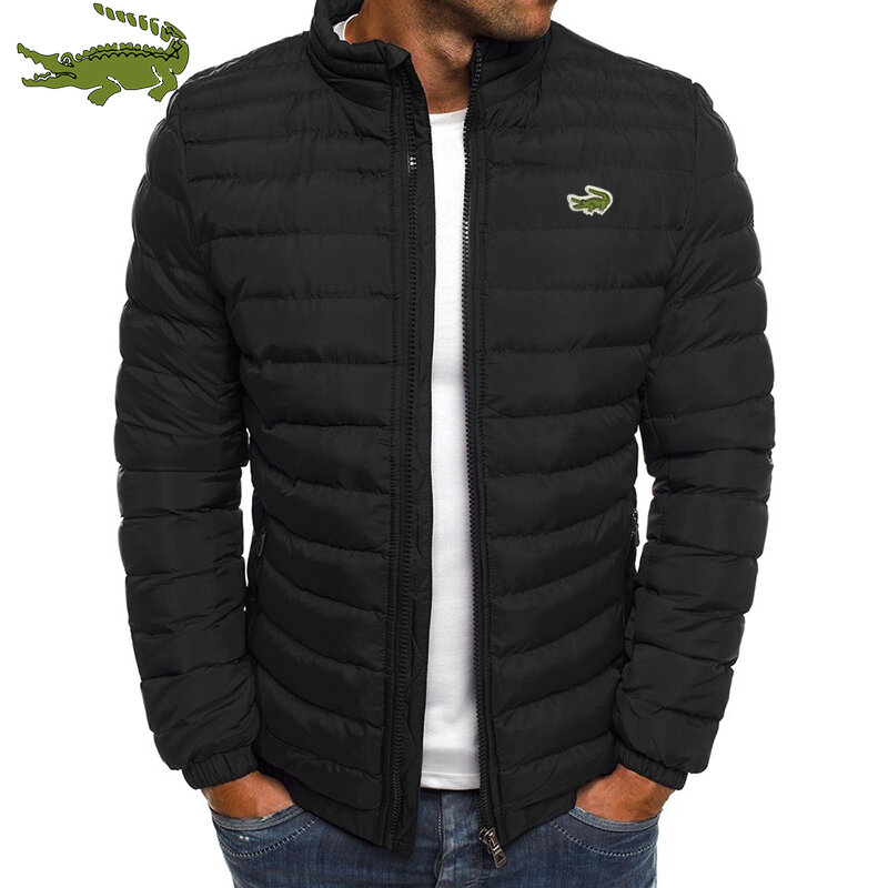 Jaqueta masculina bordada dos desenhos animados, Jaqueta acolchoada empacotável, com baixo cheio, jaqueta de esqui bolha, grossa, quente, inverno