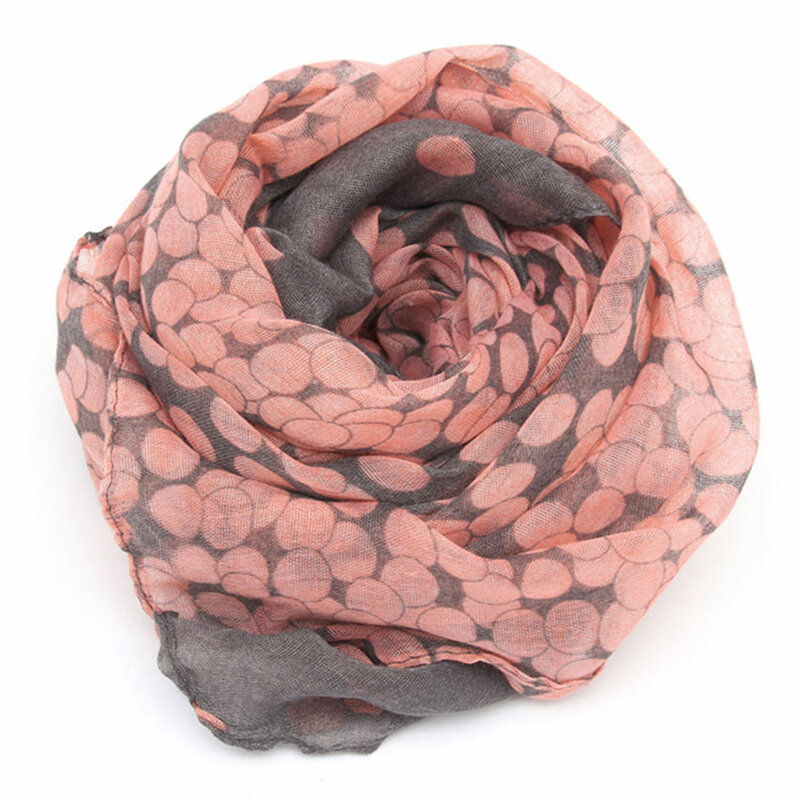 Vendita calda sciarpa donna autunno caldo morbido lungo collo in Voile grande scialle avvolgente stola rosa grigio puntini Scarve 166*60cm