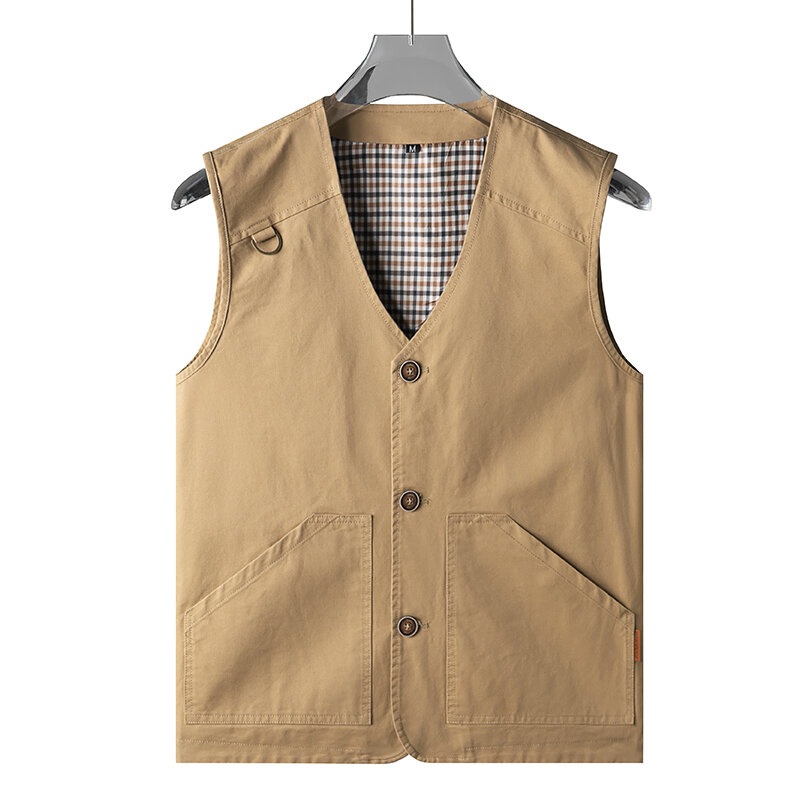 Gilet en coton avec poches pour homme, veste en émail, grande taille 6XL, 7XL, 8XL, grand manteau de voyage masculin, vêtements de printemps, nouveau, été