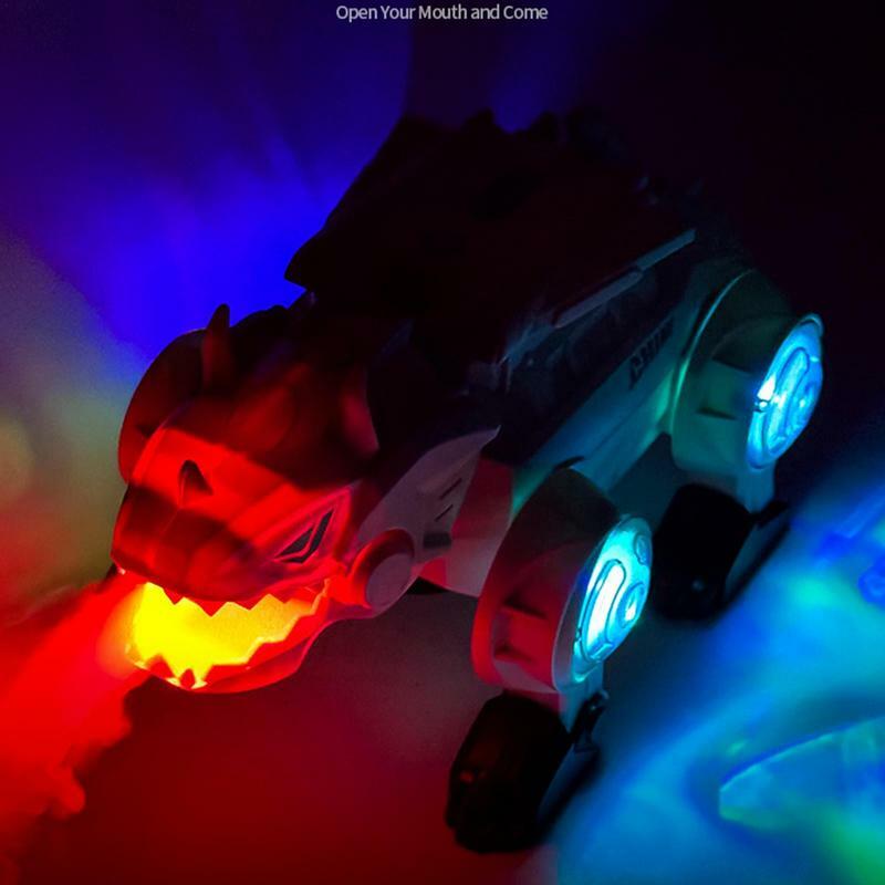 Deformation Car Dinosaur Car Toys Inertial Sliding Action Collision Transform Mini Dinosaur Vehicles Toy Kids Spray luminous toy