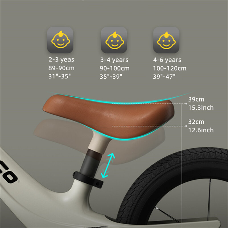 Lecoco-Bicicleta de equilibrio ligera para niños de 2 a 5 años, sin Pedal, asiento ajustable, colores Ultra frescos