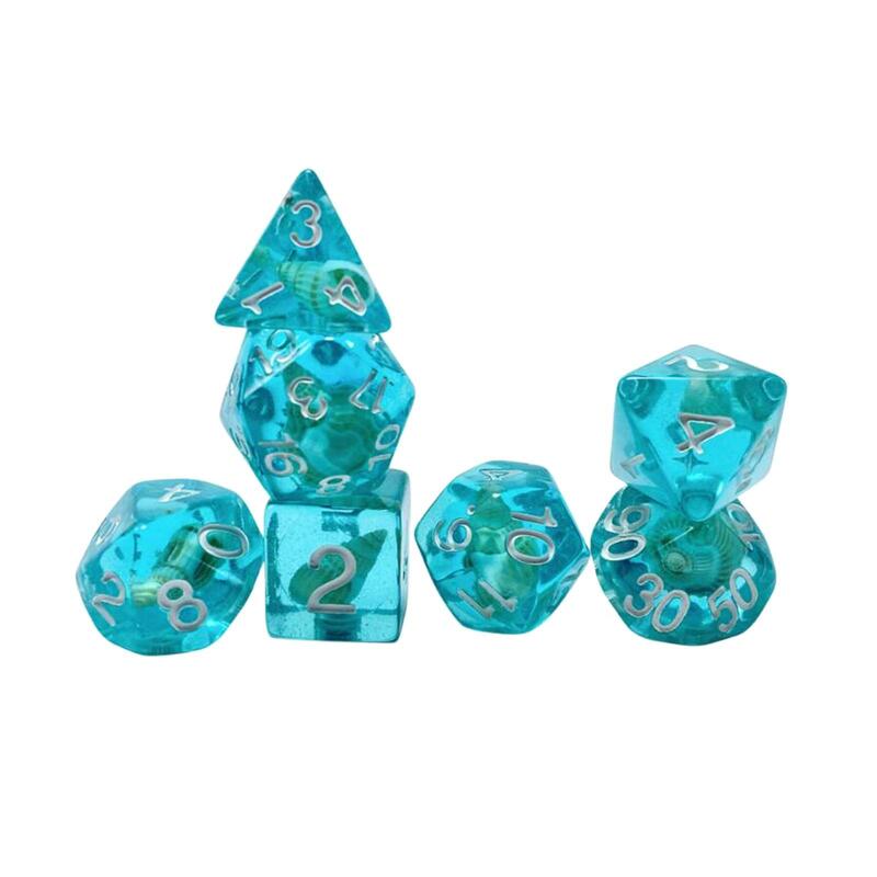 Poliédrico Playing Dices para Role Playing, Acrílico Board Game, Table Game Card, 7pcs