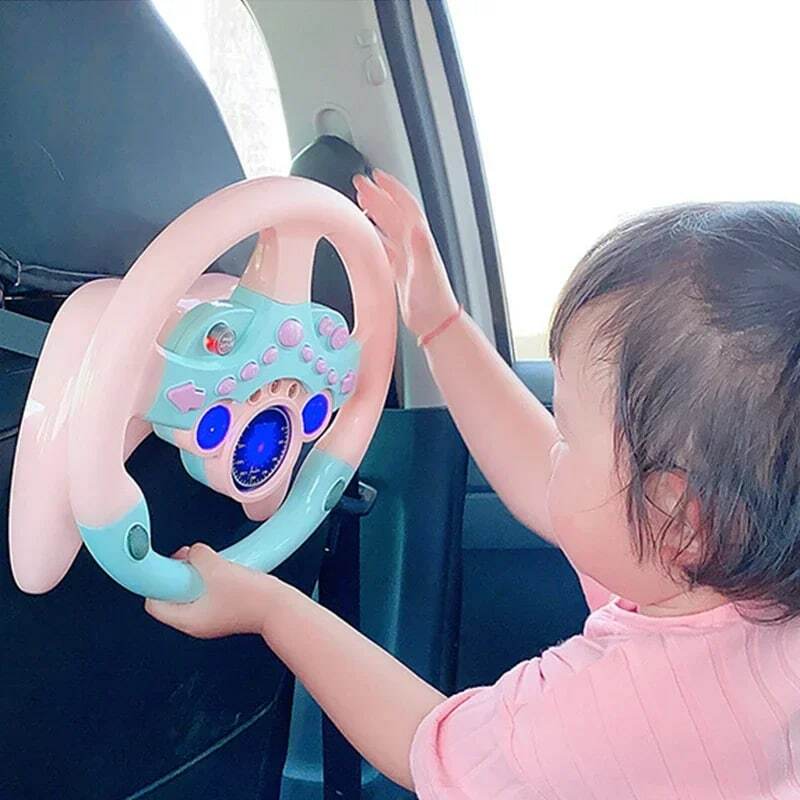 Mainan mobil mengemudi simulasi, roda kemudi anak bayi interaktif dengan suara cahaya, musik, hadiah mainan pendidikan
