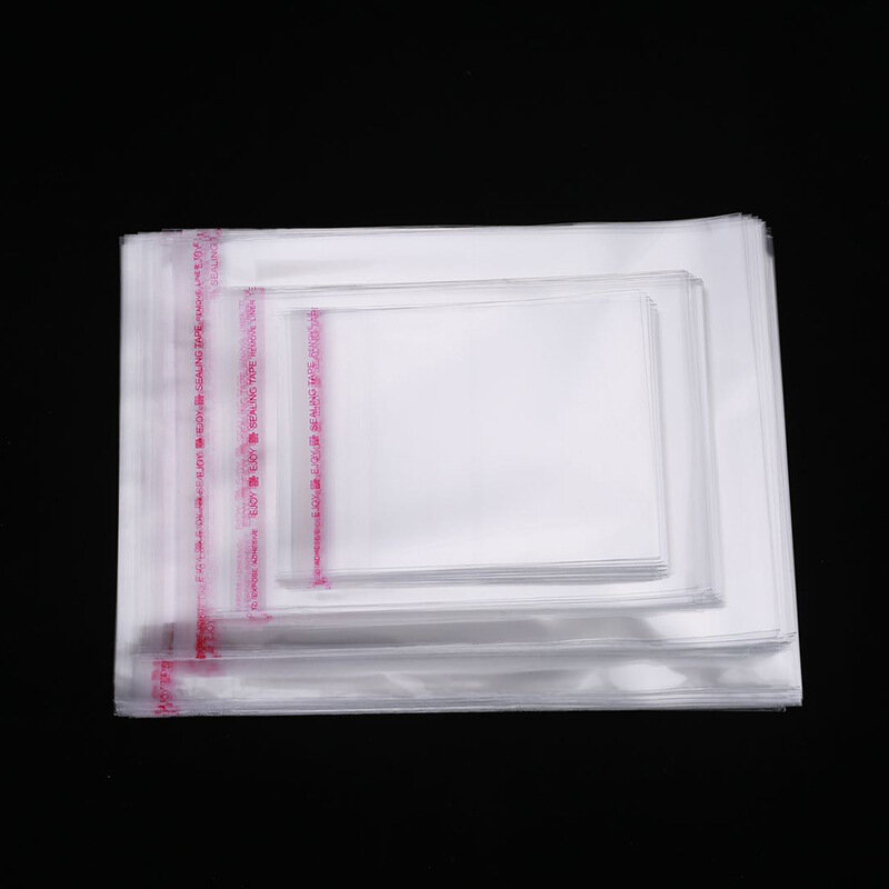 선물 포장 파우치 사탕 셀로판 티셔츠 의류 방수 저장 자체 접착 가방에 대 한 100pcs 투명 비닐 봉투