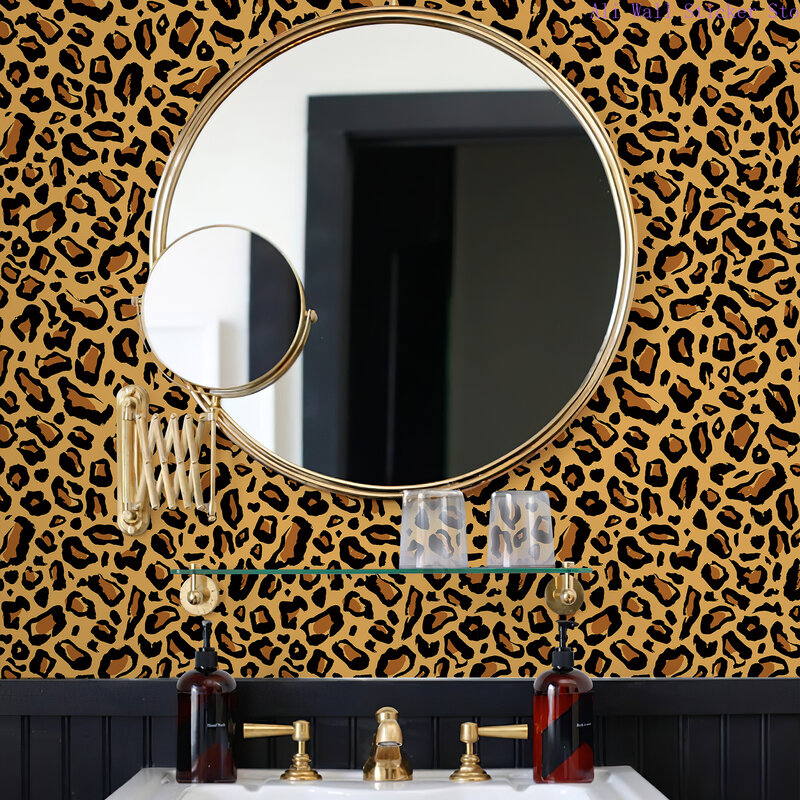Papel tapiz de pelar y pegar con estampado de leopardo amarillo, pegatinas de pared autoadhesivas de PVC Retro, decoración de habitación de muebles Vintage