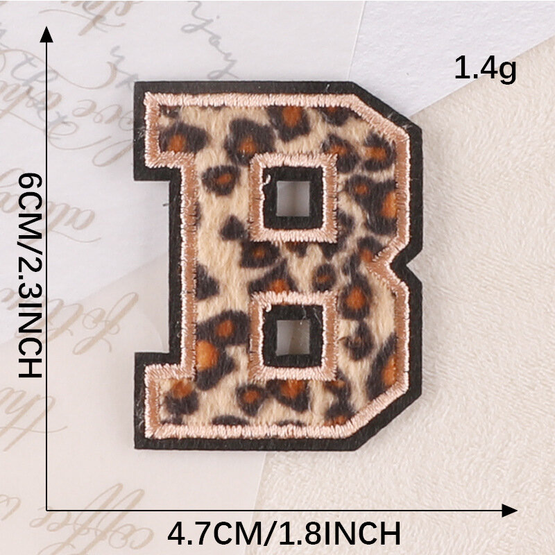 Ensemble de patchs de broderie à imprimé léopard, insigne d'autocollant de lettre de l'alphabet, fer sur les patchs, accessoires en tissu de sac de gril, savoir à chaud, bricolage