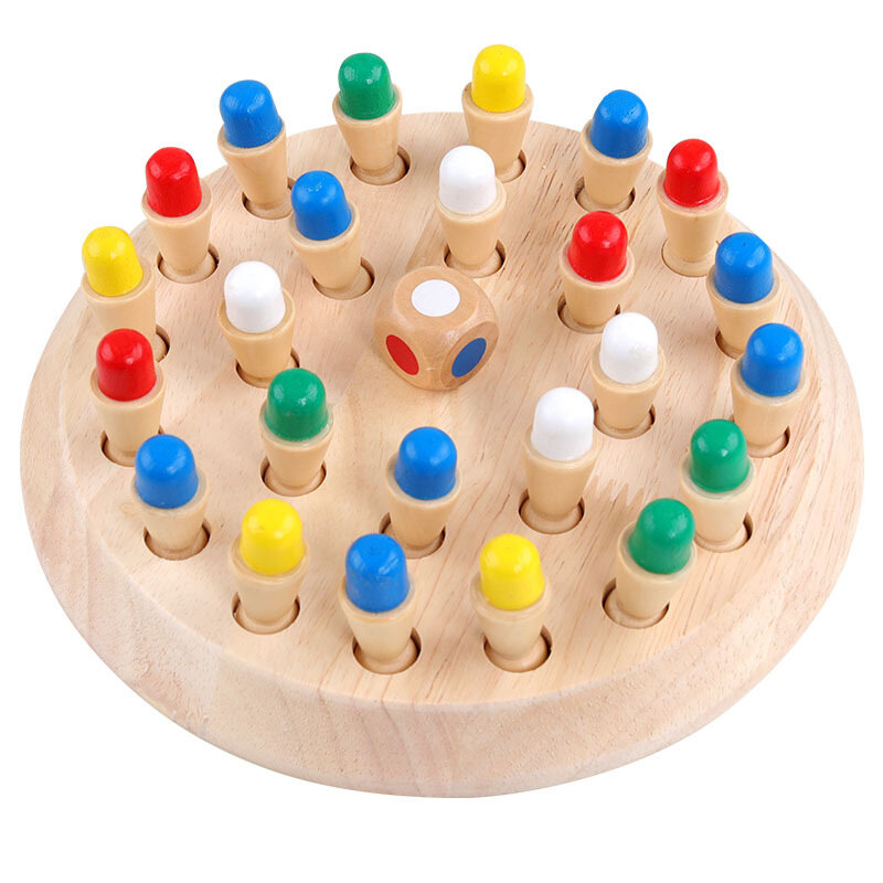 Montessori Educational Kids Wooden Memory Match Stick Chess Game Fun Block Board Game Color Cognitive Ability Toy for Kids Gift