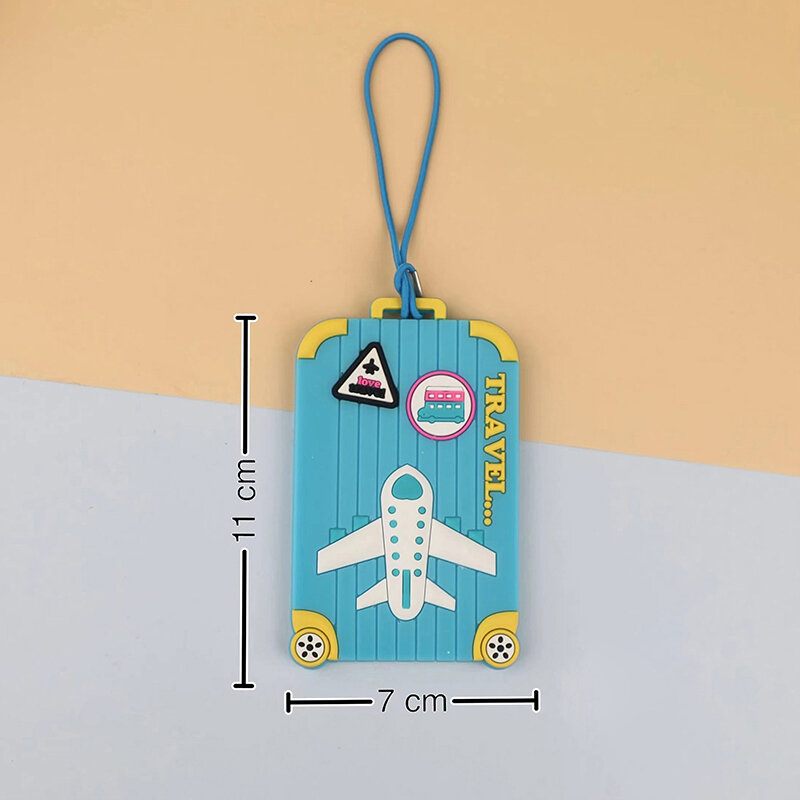 Tag bagasi PVC silikon kreatif Tag pengidentifikasi koper perjalanan Label nama perjalanan portabel pemegang alamat ID Tag tas bagasi