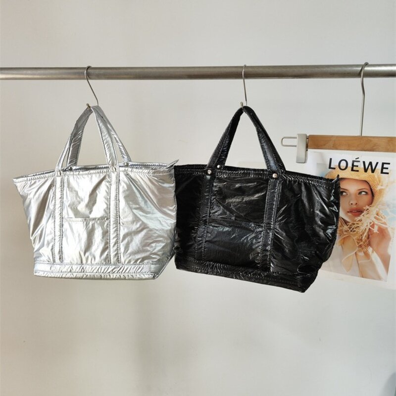 Большая Нейлоновая Женская Стеганая сумка на плечо, дизайнерские Серебристые сумки высокого качества через плечо, шикарные сумки 2024