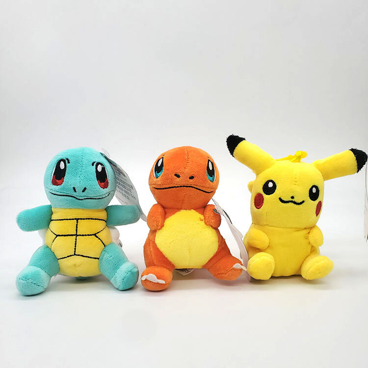 Pokemon Plush Cartoon Toys para Crianças, Chaveiro Pingente, Figuras Anime, Pikachu, Charmander, Psyduck, Squirtle, Snorlax, Presente de Natal