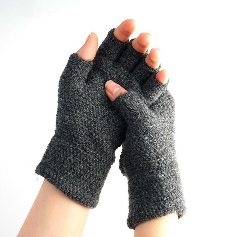 Sarung tangan tanpa jari Alpaca, sarung tangan termal rajut setengah jari 1 pasang