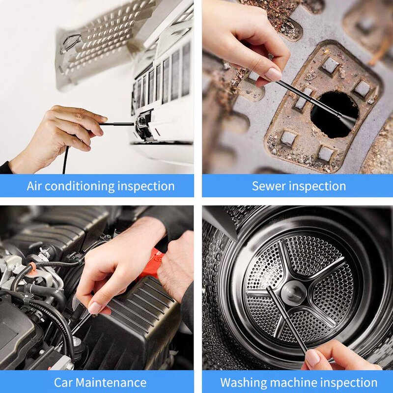 2.4 In IPS Screen Industrial Endoscope Camera HD1080P Pipe Sewer Inspection Borescope IP68 Waterproof LEDs 2600mAh For Car