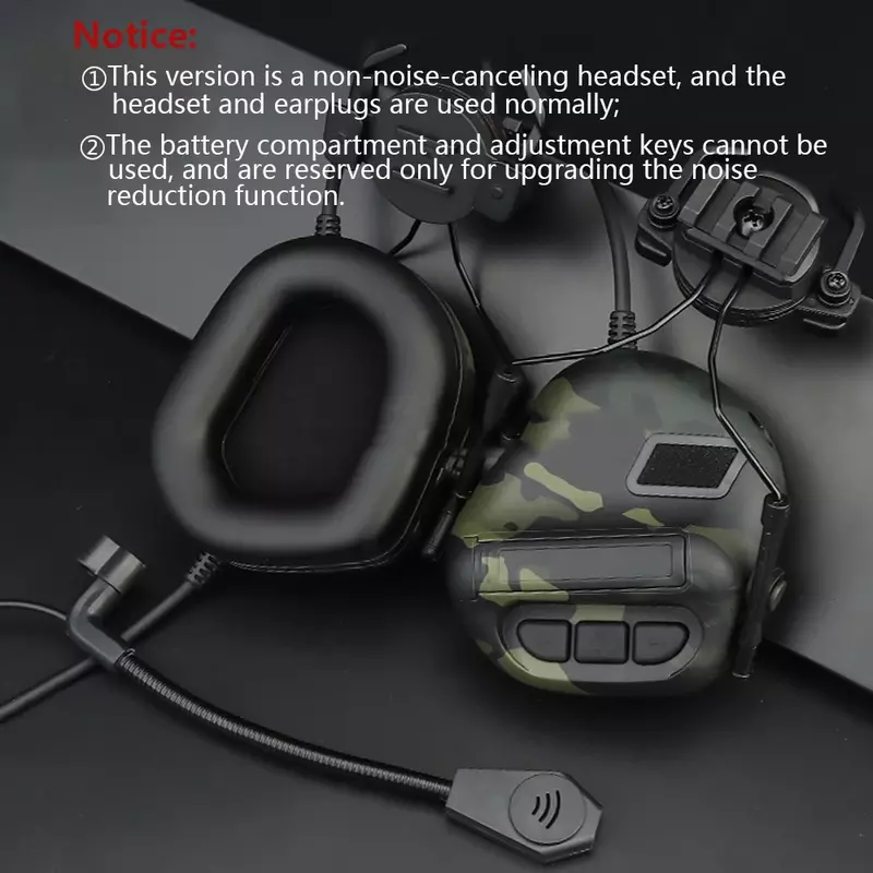 Fone de ouvido tático sem cancelamento de ruído, capacete militar, rádio Baofeng, adaptador PTT, fone de ouvido móvel