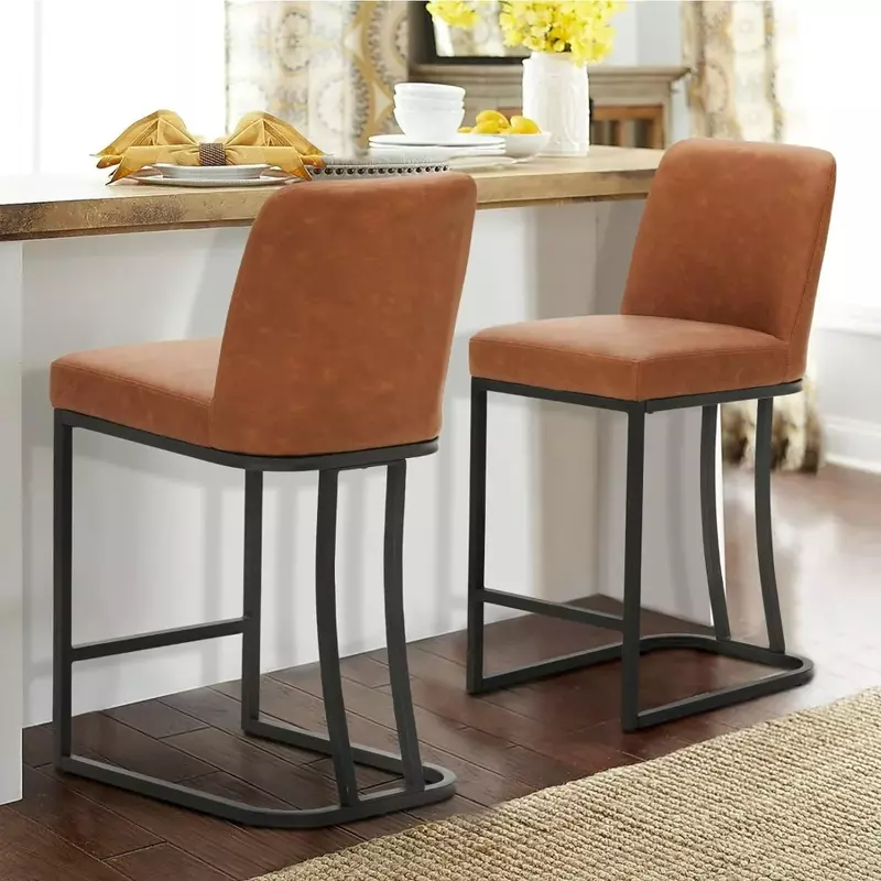 Bar Stools,Backs for Kitchen Counter,Counter Height Modern Upholstered Barstools Faux Leather Farmhouse Bar Chairs Island Stools