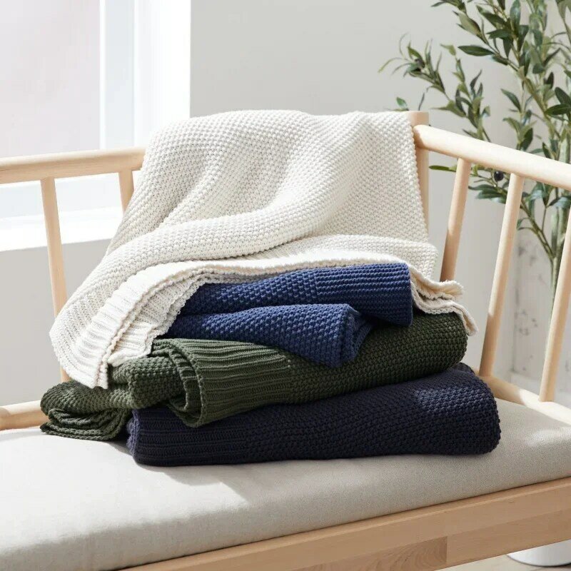 Better Homes & Gardens Solid Knit Throw, Indigo, 50x60"