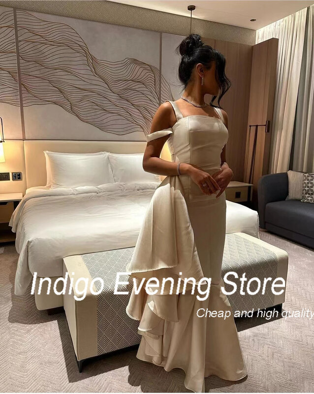 Indaco Simple Saudi Evening Dresses Spaghetti Floor-Length Formal Party Eleagnt Dress per le donne 2024 owen squarthoflounity unstrain