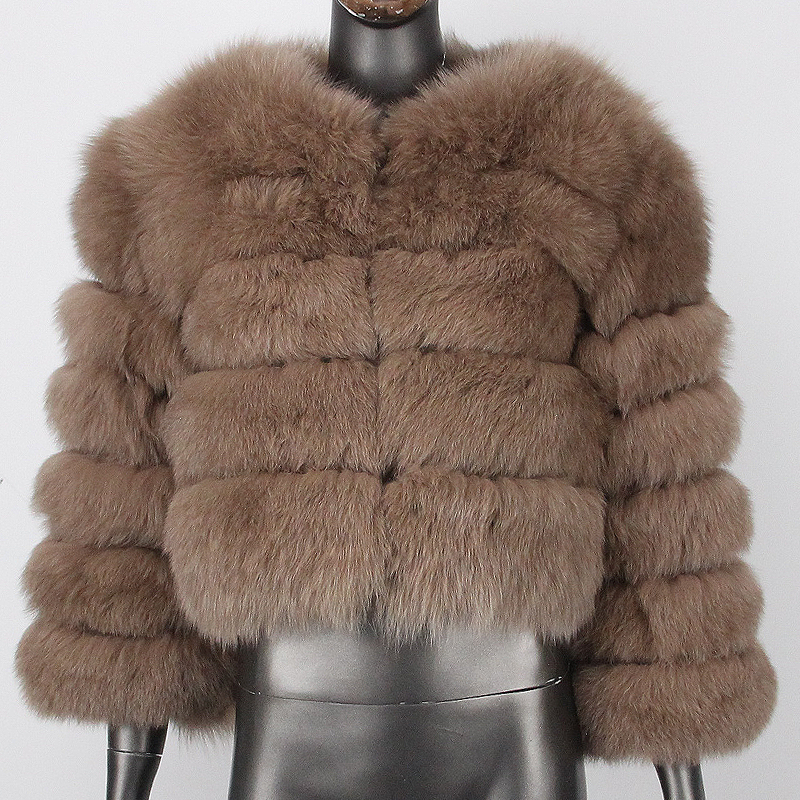 Abrigo de piel de zorro Real para mujer, chaqueta de mapache Natural con cuello redondo, gruesa y cálida, de lujo, talla grande, invierno, novedad de 2023