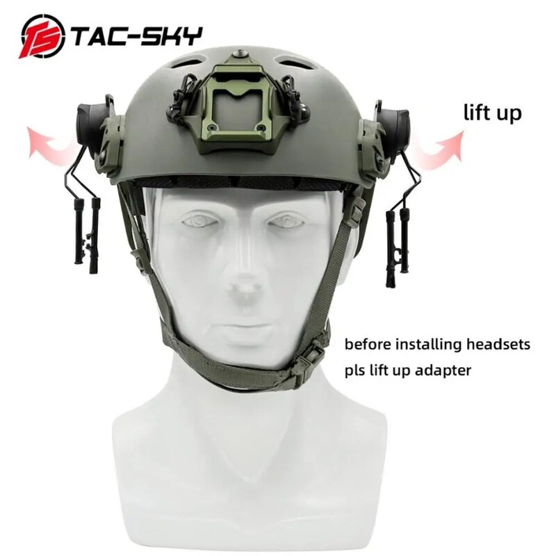 TS-riel de casco TAC-SKY, montaje de auriculares y adaptador de riel de casco de acción rápida compatible con Peltor, ARC OPS-CORE