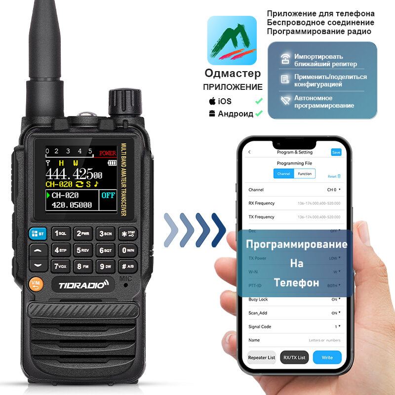 Tidradio h3 profession elle walkie talkie telefon dual ptt air band langstrecken radio app usb typ-c kabel programmierung ham gmrs