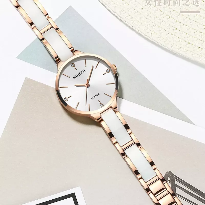 Часы наручные NIBOSI женские с керамическим браслетом, креативные, для женщин