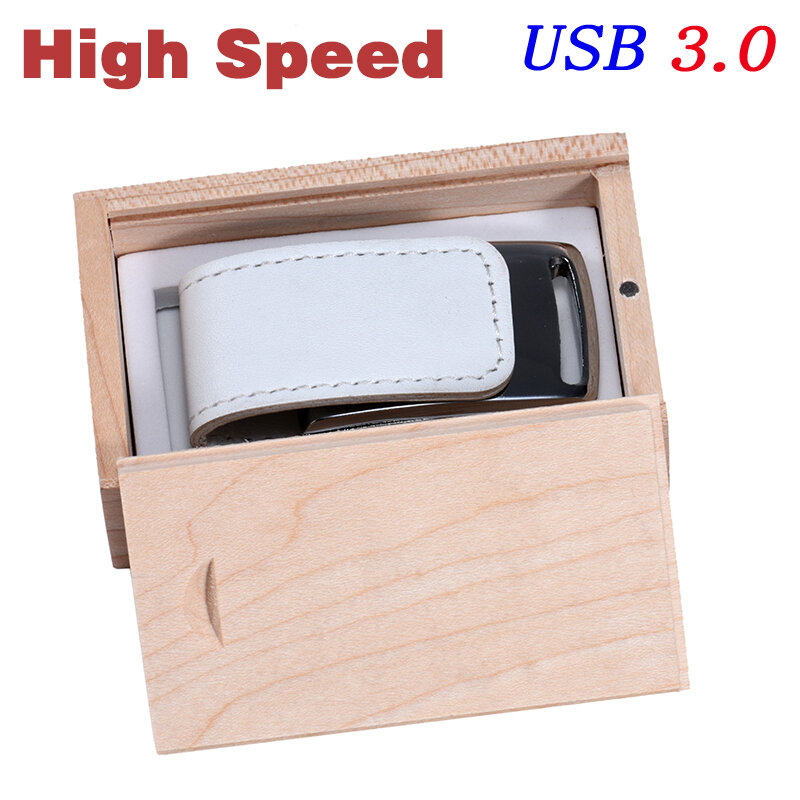 صندوق خشبي بشعار مجاني + محرك أقراص USB جلدي عالي السرعة حدد 3.0 بسعر منخفض حدد 2.0 سعة ذاكرة 4 جيجا 8 جيجا 16 جيجا 32 جيجا 64 جيجا