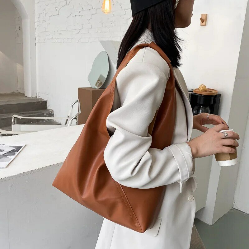 PU Leder Handtasche Frauen Taschen Koreanische INS Mode Marke Schulter Taschen Weiß/Schwarz/Braun Einkaufstasche Design für weibliche Damen